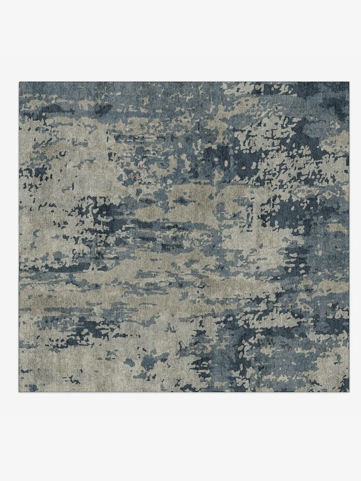 Seascape Brush Strokes Square Hand Knotted Bamboo Silk Custom Rug by Rug Artisan