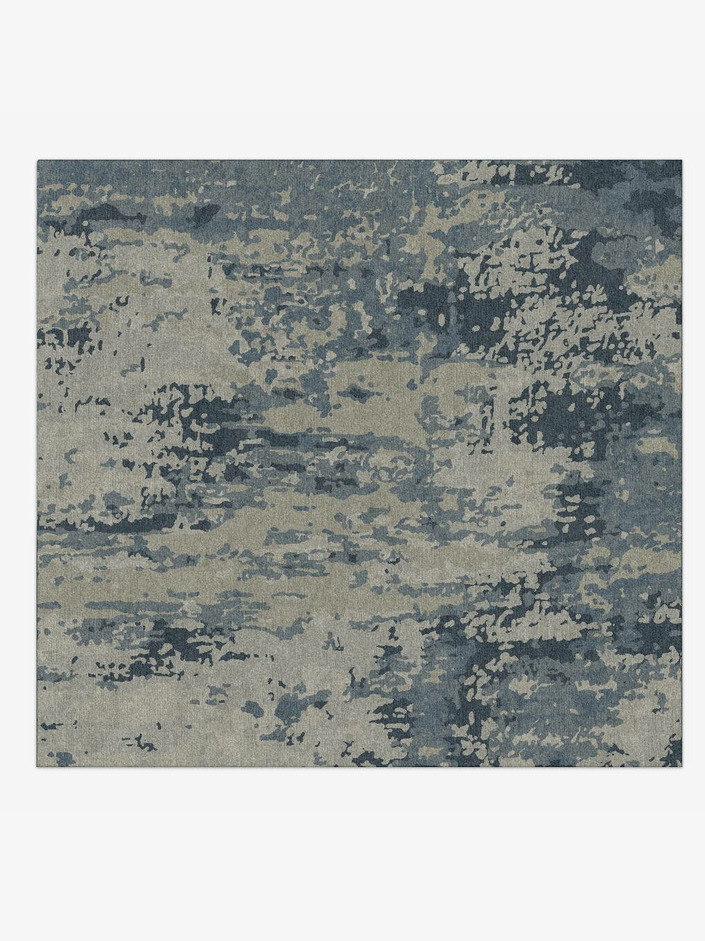Seascape Brush Strokes Square Hand Knotted Tibetan Wool Custom Rug by Rug Artisan