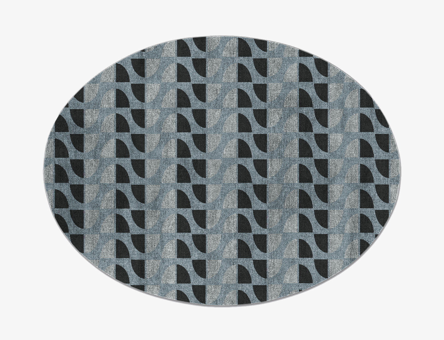 Sectors Geometric Oval Flatweave Bamboo Silk Custom Rug by Rug Artisan