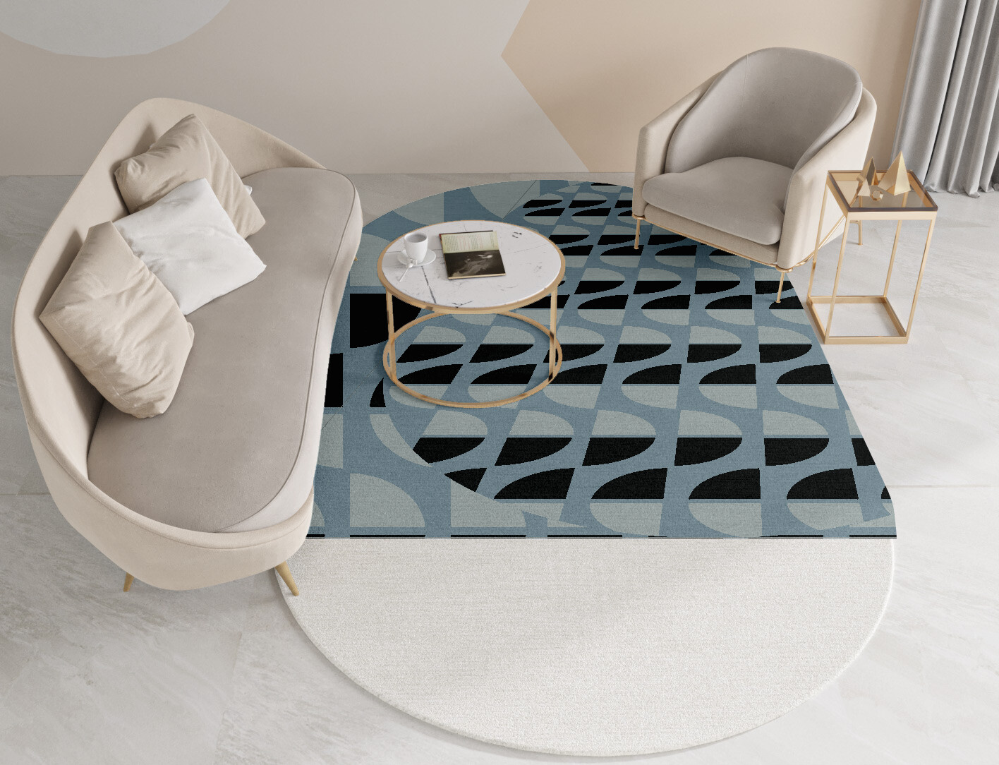 Sectors Geometric Capsule Hand Knotted Tibetan Wool Custom Rug by Rug Artisan