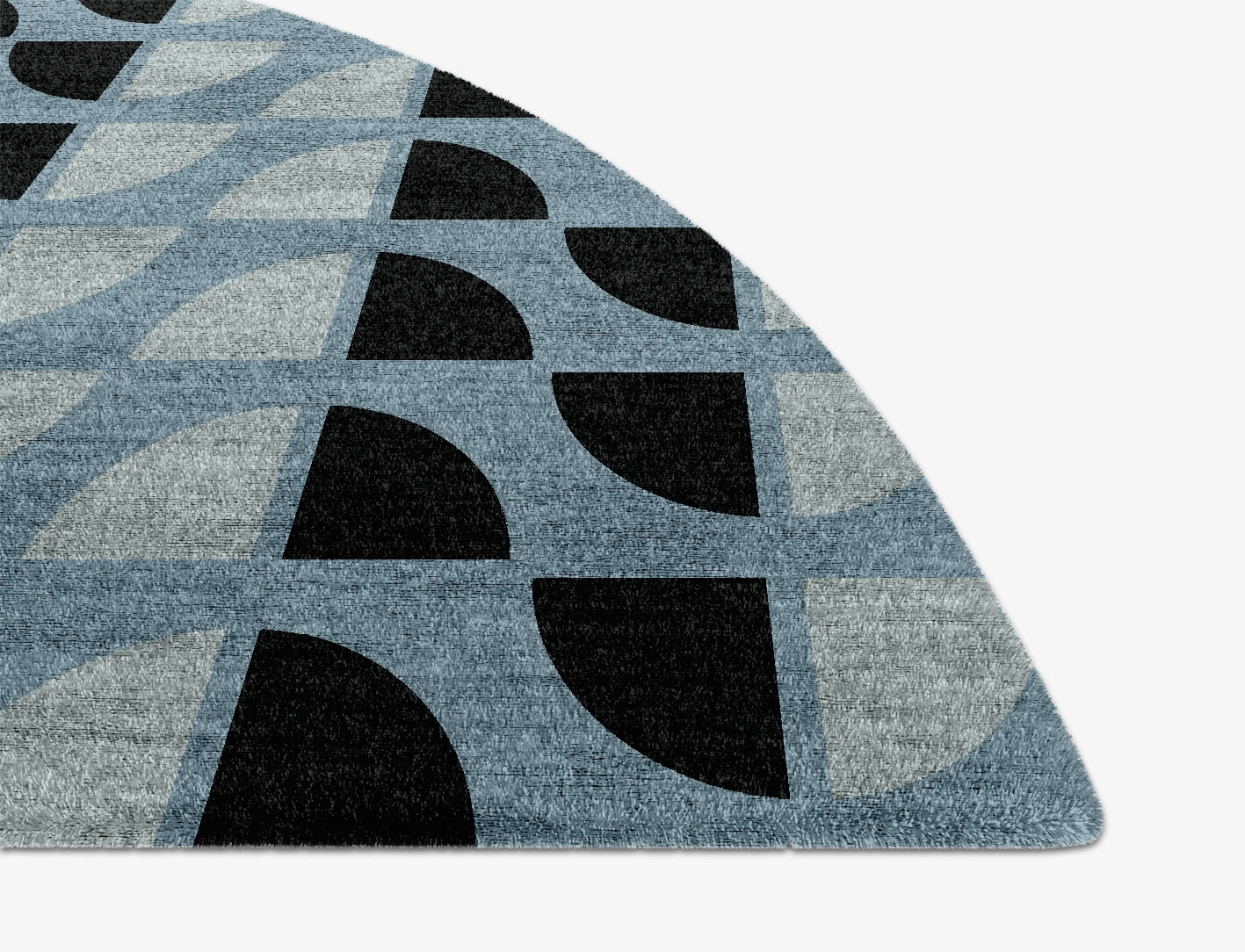 Sectors Geometric Halfmoon Hand Knotted Bamboo Silk Custom Rug by Rug Artisan