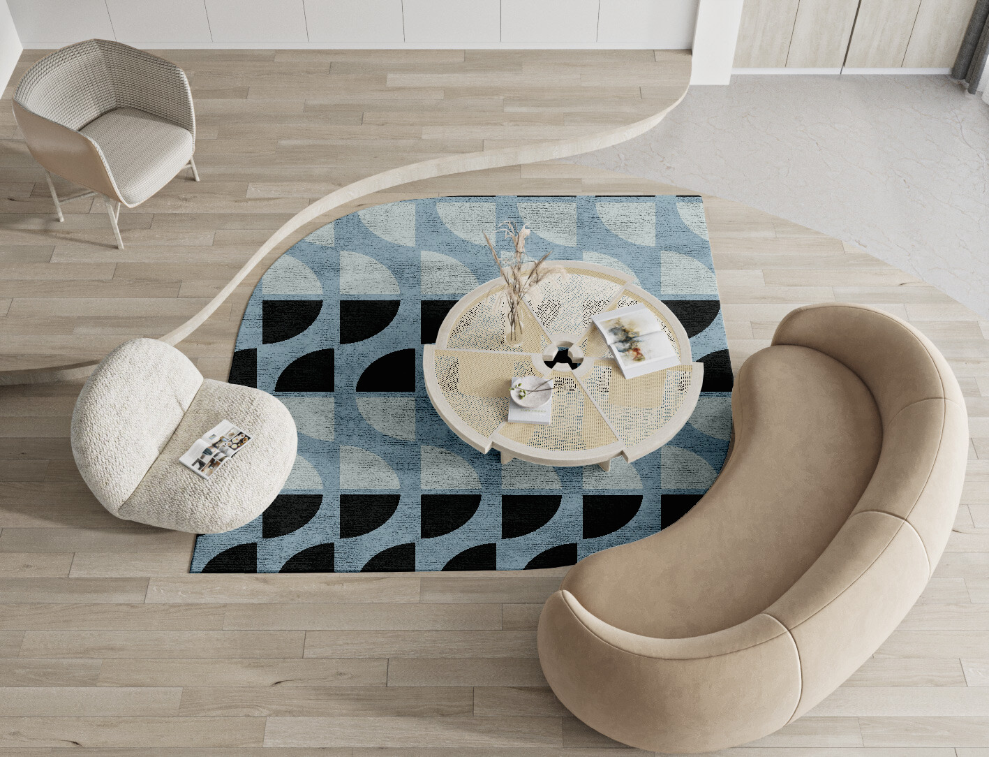 Sectors Geometric Ogee Hand Knotted Bamboo Silk Custom Rug by Rug Artisan