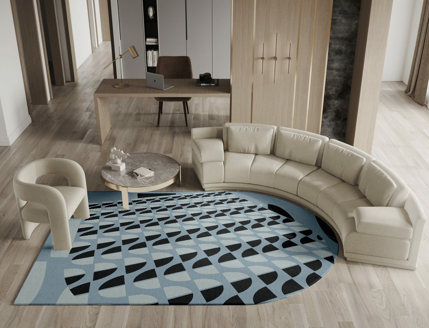 Sectors Geometric Arch Hand Tufted Pure Wool Custom Rug by Rug Artisan