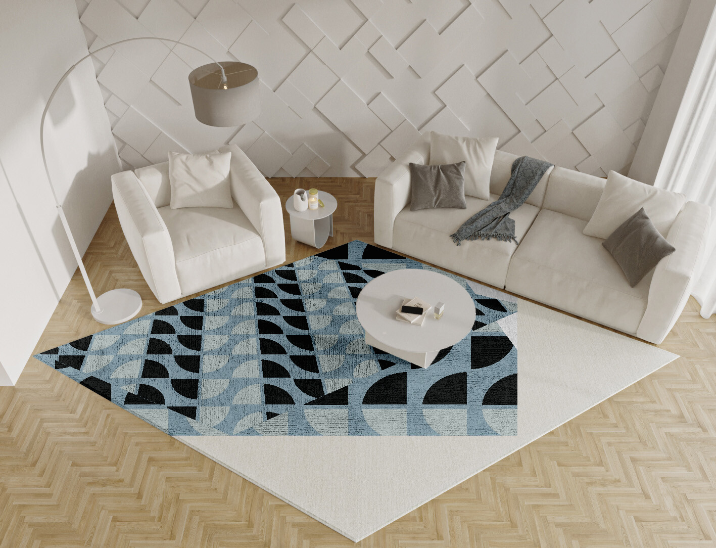Sectors Geometric Diamond Hand Tufted Bamboo Silk Custom Rug by Rug Artisan
