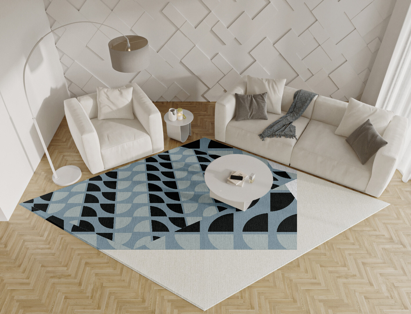 Sectors Geometric Diamond Hand Tufted Pure Wool Custom Rug by Rug Artisan