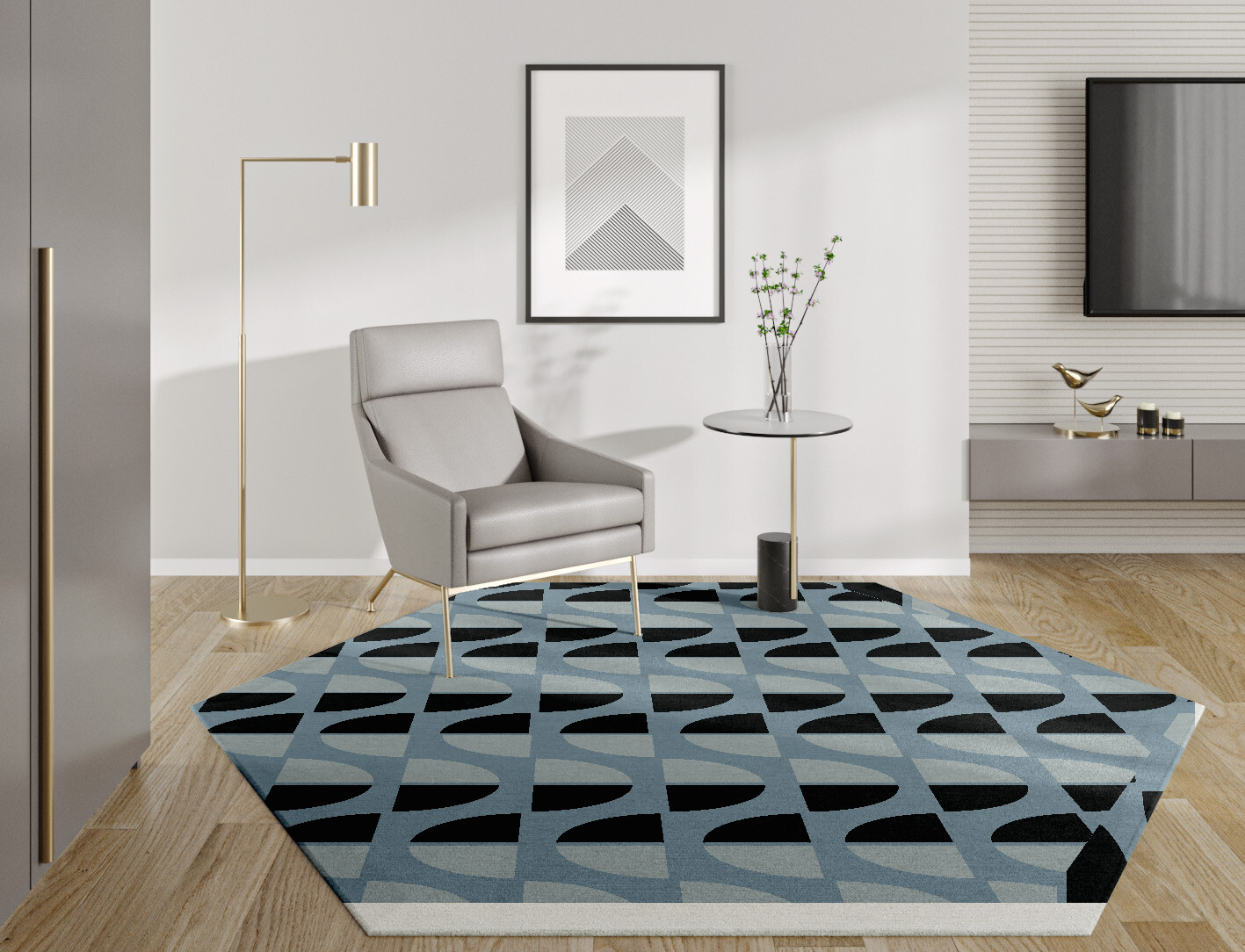 Sectors Geometric Hexagon Hand Tufted Pure Wool Custom Rug by Rug Artisan
