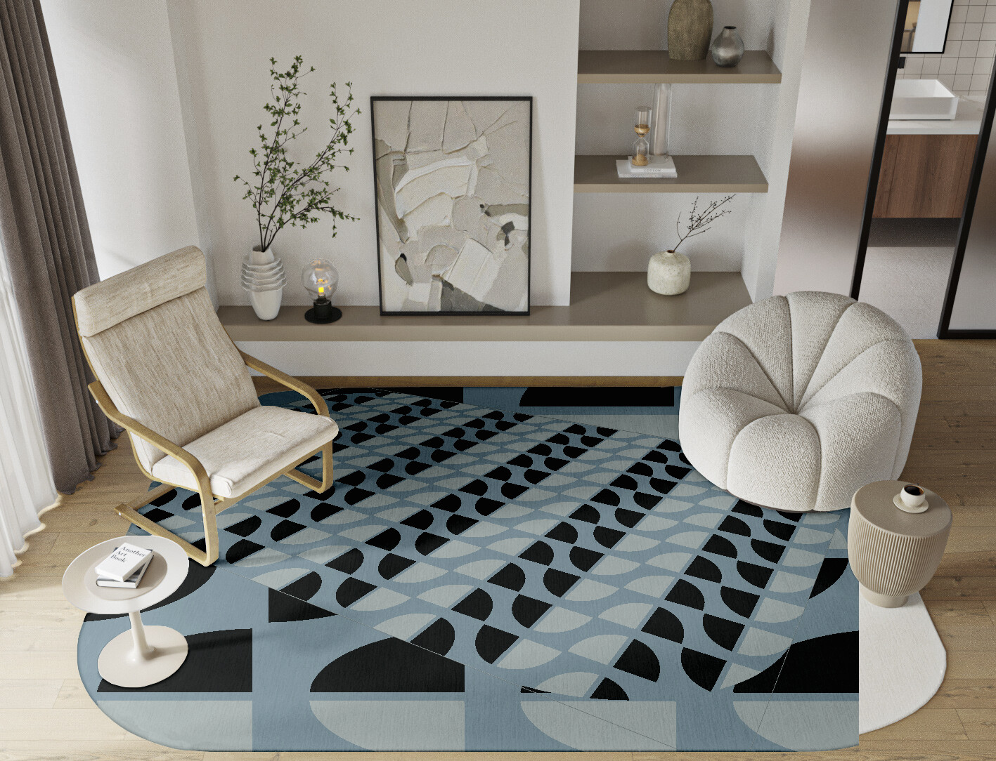 Sectors Geometric Oblong Hand Tufted Pure Wool Custom Rug by Rug Artisan