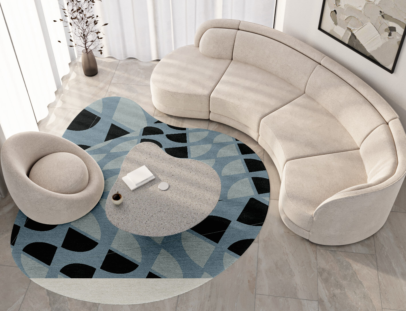 Sectors Geometric Splash Hand Tufted Pure Wool Custom Rug by Rug Artisan
