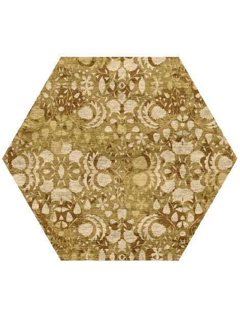 Sedge Floral Hexagon Hand Knotted Bamboo Silk Custom Rug by Rug Artisan