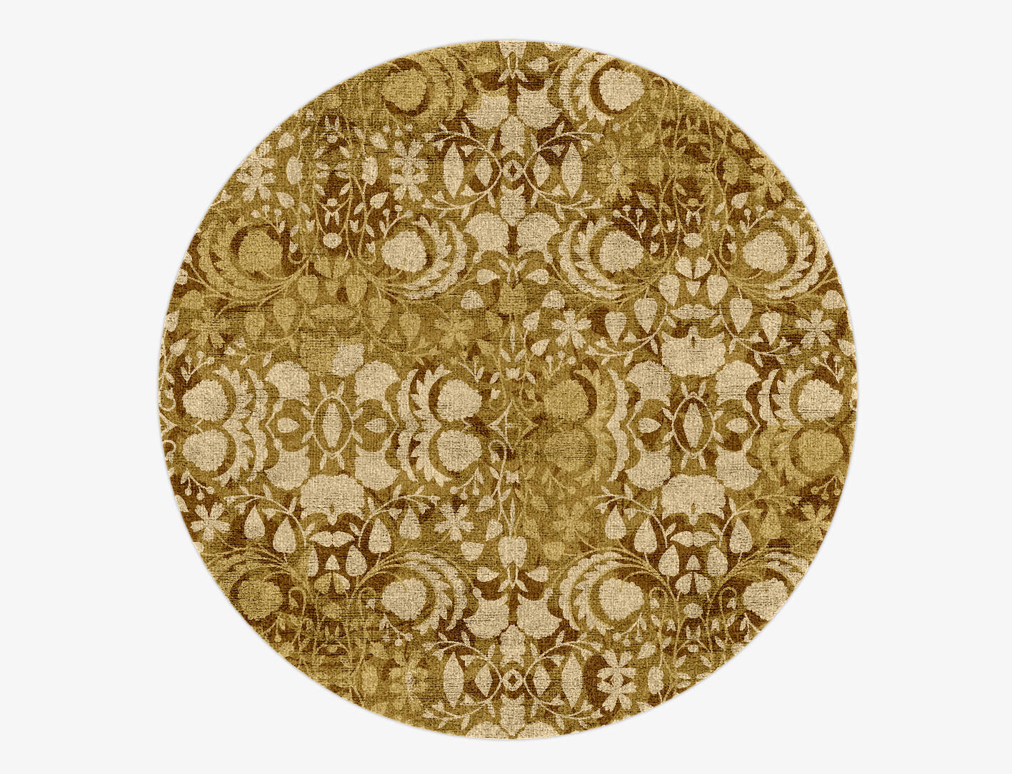 Sedge Floral Round Hand Knotted Bamboo Silk Custom Rug by Rug Artisan