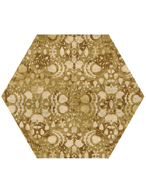 Sedge Floral Hexagon Hand Tufted Bamboo Silk Custom Rug by Rug Artisan