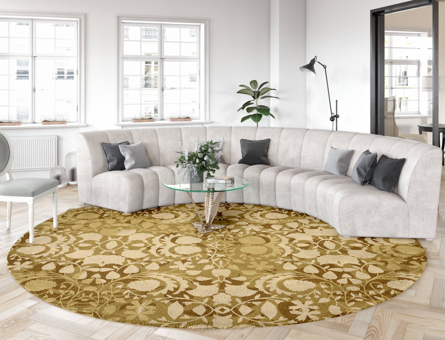 Sedge Floral Round Hand Tufted Pure Wool Custom Rug by Rug Artisan