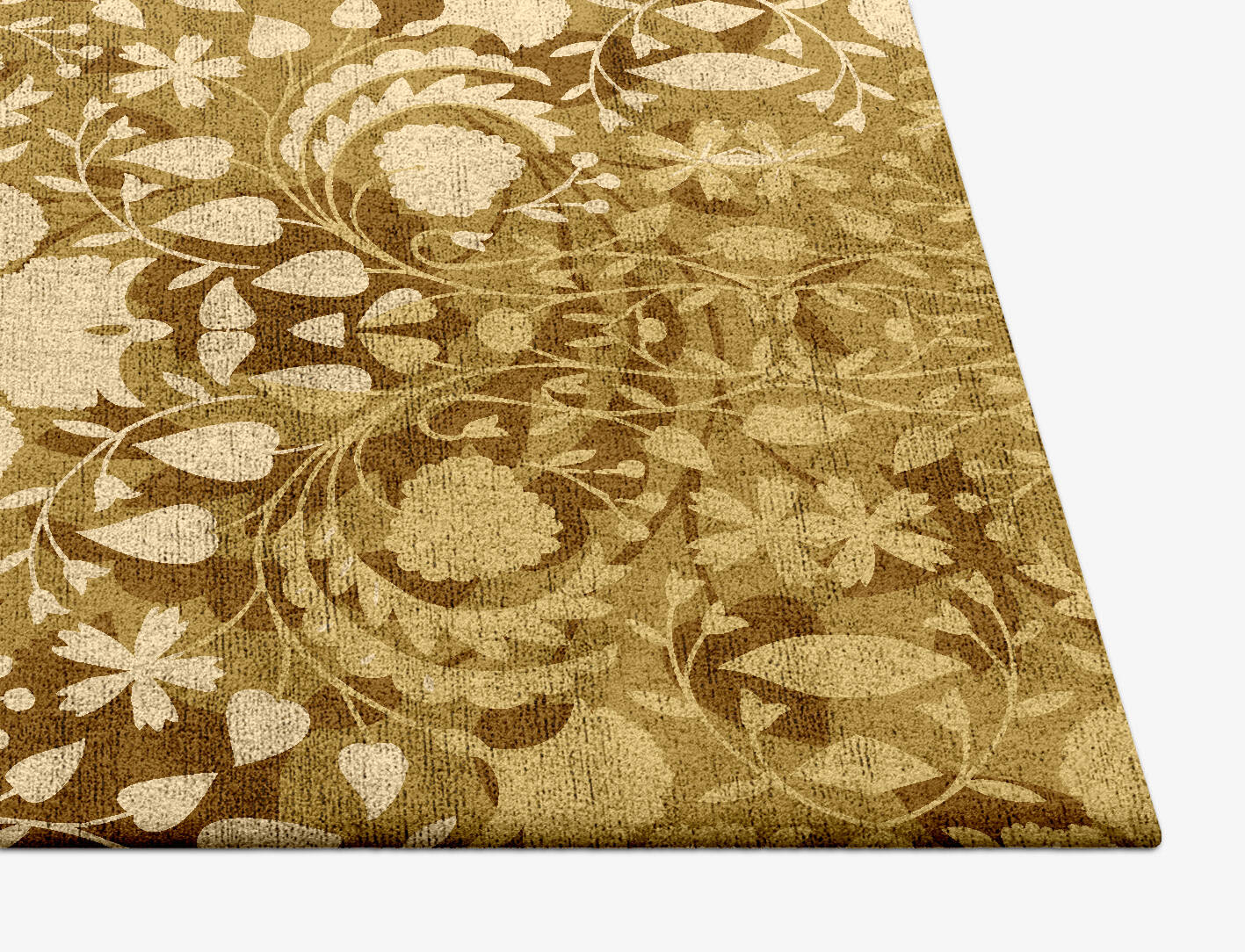 Sedge Floral Square Hand Tufted Bamboo Silk Custom Rug by Rug Artisan