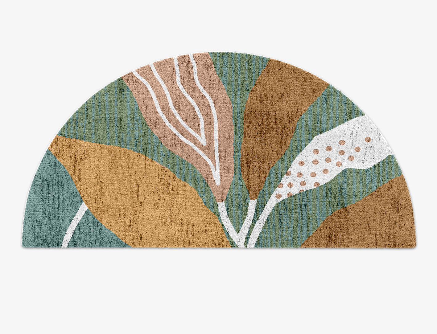 Seguine Field of Flowers Halfmoon Hand Knotted Bamboo Silk Custom Rug by Rug Artisan