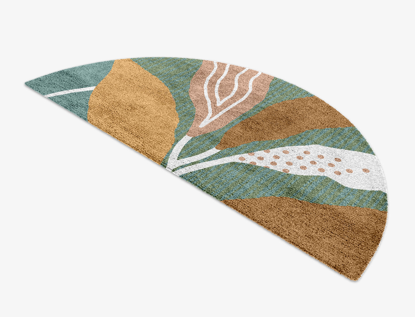 Seguine Field of Flowers Halfmoon Hand Knotted Bamboo Silk Custom Rug by Rug Artisan