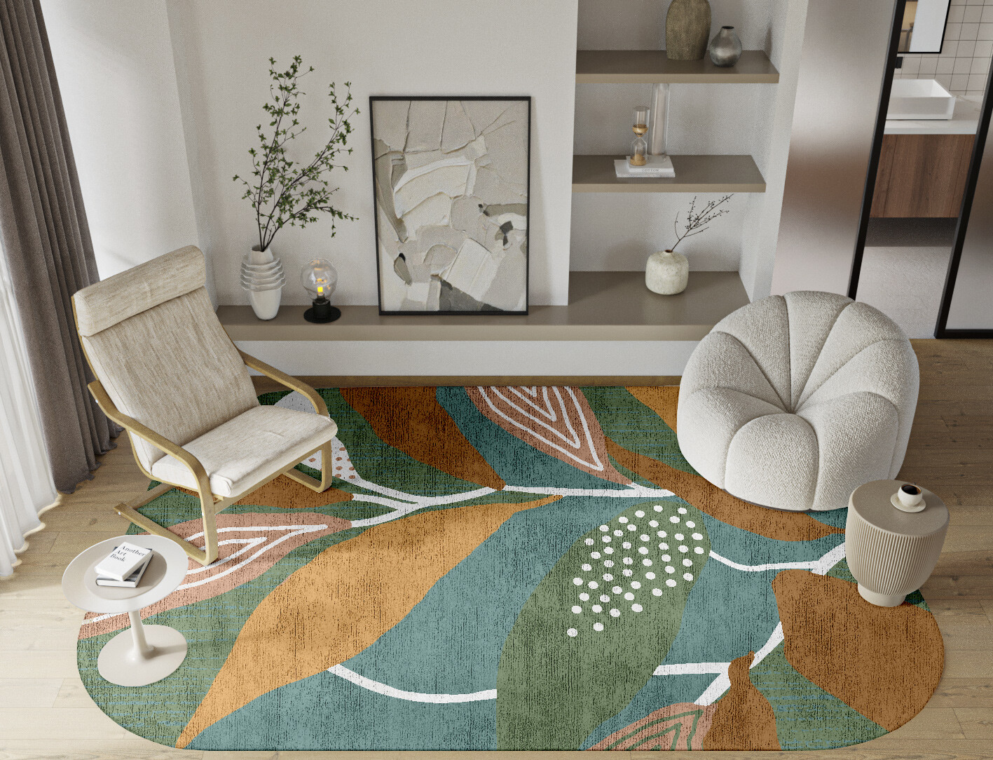 Seguine Field of Flowers Oblong Hand Knotted Bamboo Silk Custom Rug by Rug Artisan