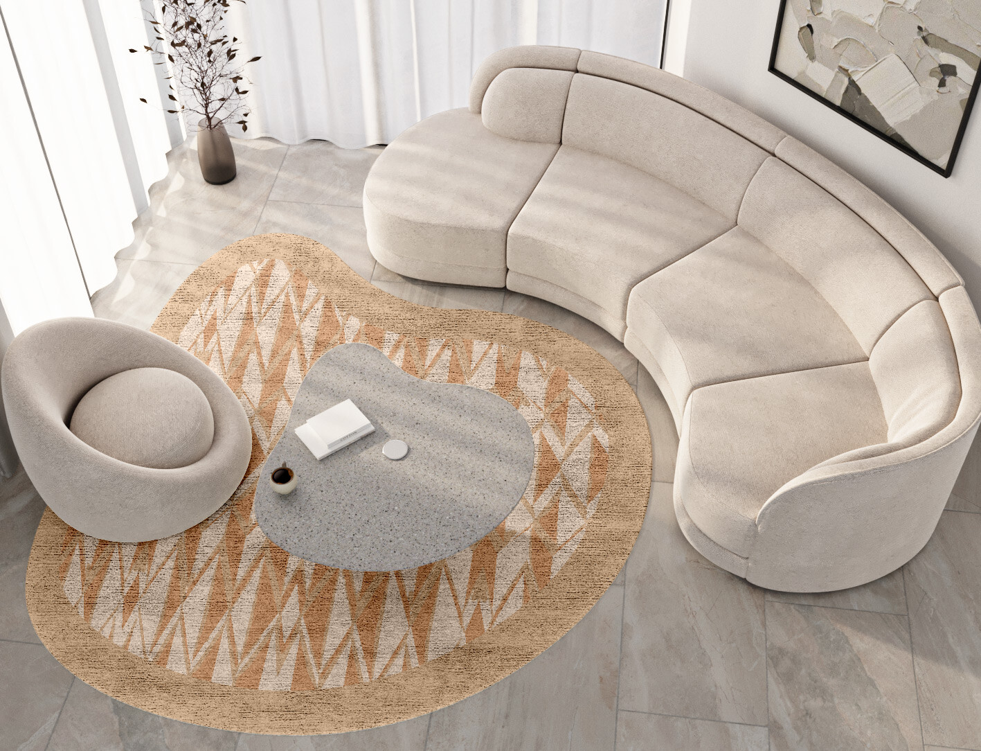 Sekkei Origami Splash Hand Tufted Bamboo Silk Custom Rug by Rug Artisan