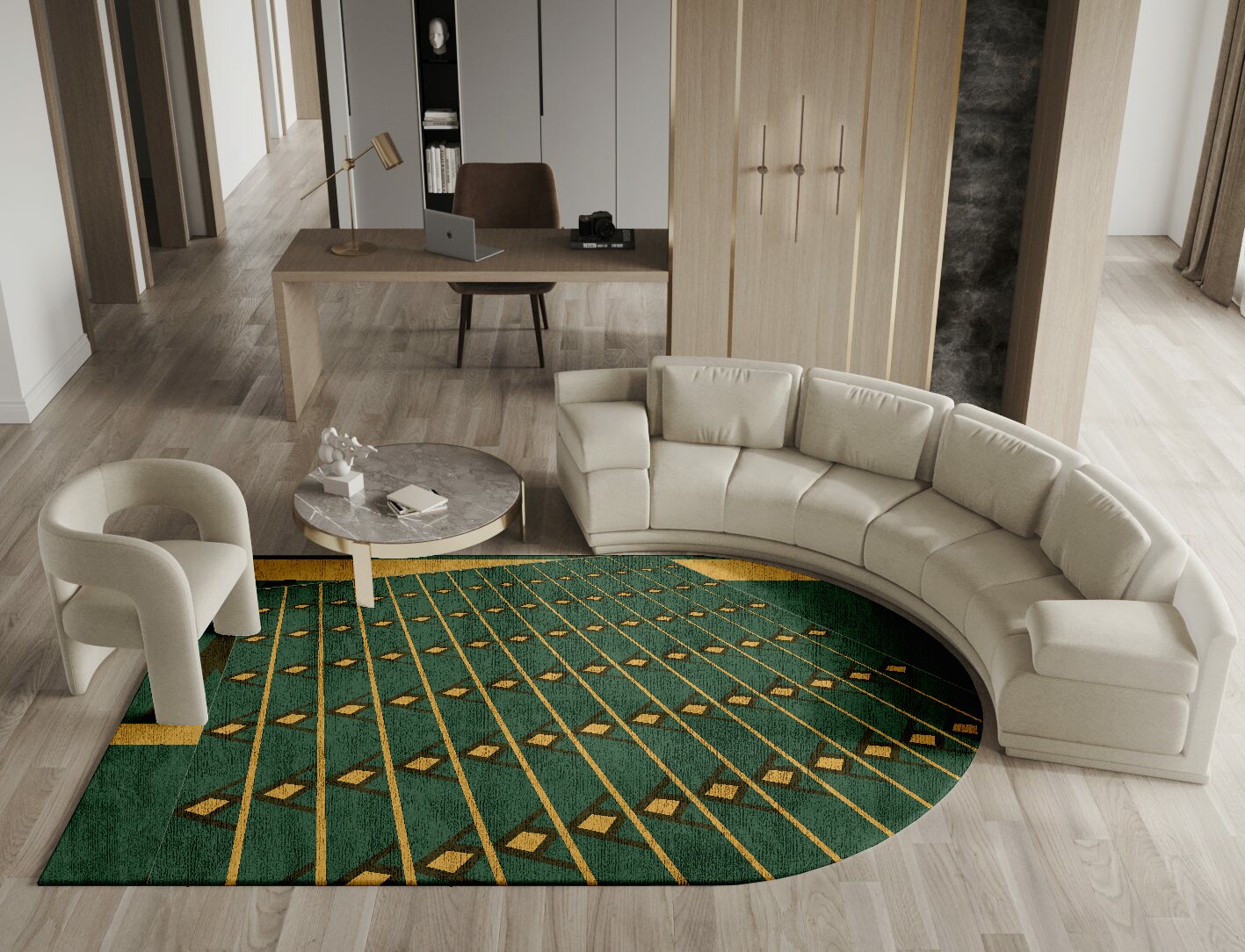 Sephora Geometric Arch Hand Knotted Bamboo Silk Custom Rug by Rug Artisan