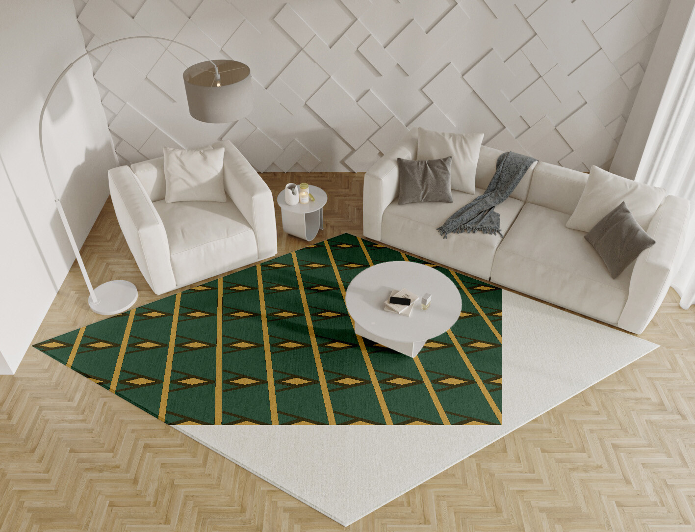 Sephora Geometric Diamond Hand Tufted Pure Wool Custom Rug by Rug Artisan
