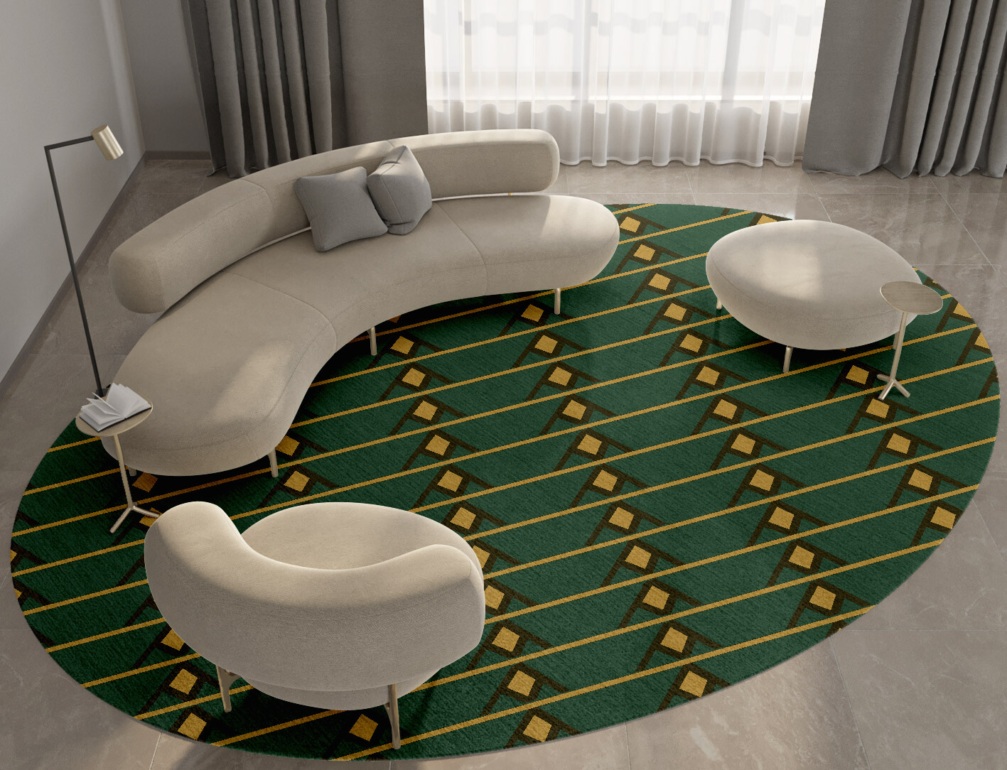 Sephora Geometric Oval Hand Tufted Pure Wool Custom Rug by Rug Artisan