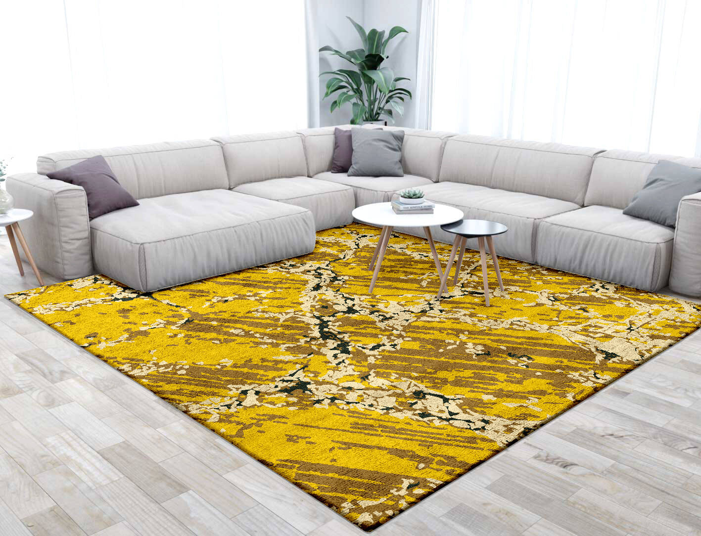 Sere Abstract Square Hand Tufted Bamboo Silk Custom Rug by Rug Artisan