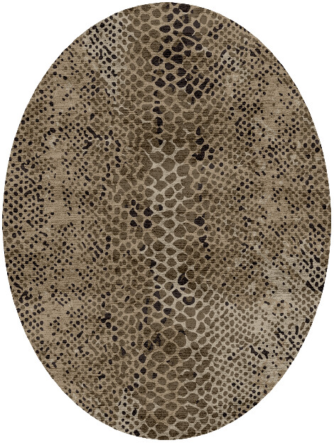 Serpent Animal Prints Oval Hand Knotted Bamboo Silk Custom Rug by Rug Artisan