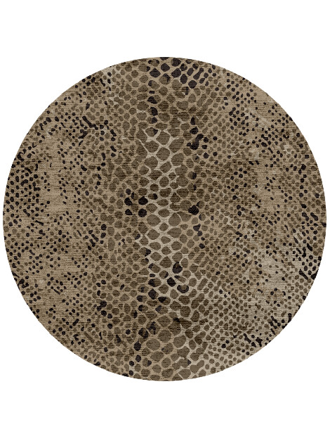 Serpent Animal Prints Round Hand Knotted Bamboo Silk Custom Rug by Rug Artisan