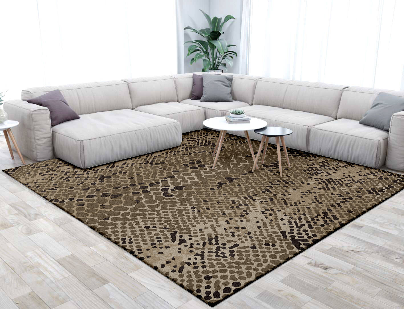 Serpent Animal Prints Square Hand Tufted Pure Wool Custom Rug by Rug Artisan
