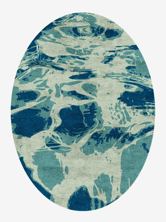 Seven Seas Abstract Oval Hand Knotted Bamboo Silk Custom Rug by Rug Artisan