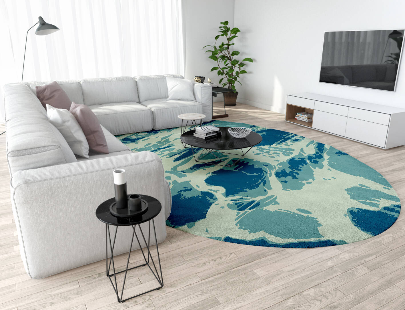 Seven Seas Abstract Oval Hand Tufted Pure Wool Custom Rug by Rug Artisan