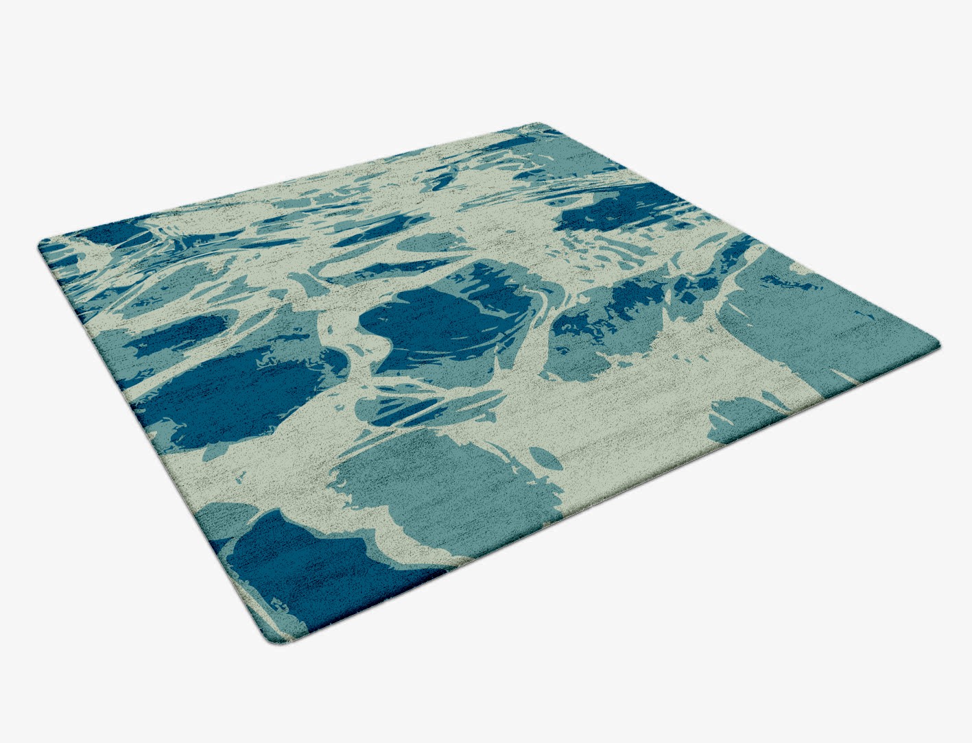 Seven Seas Abstract Square Hand Tufted Bamboo Silk Custom Rug by Rug Artisan