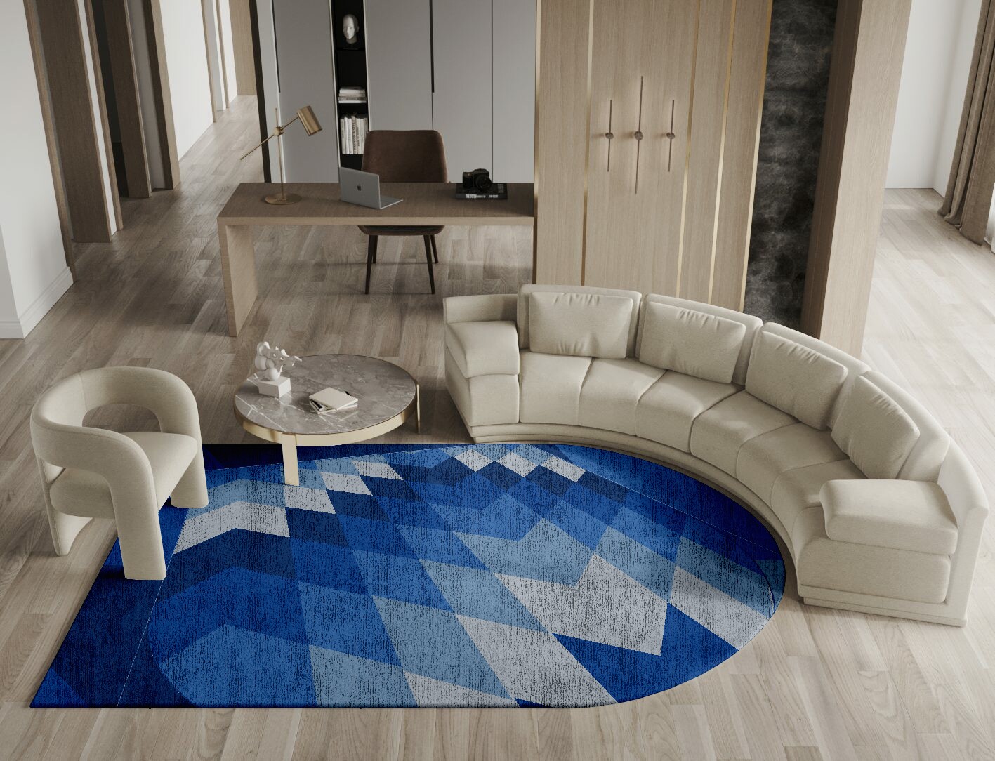 Shades Geometric Arch Hand Knotted Bamboo Silk Custom Rug by Rug Artisan