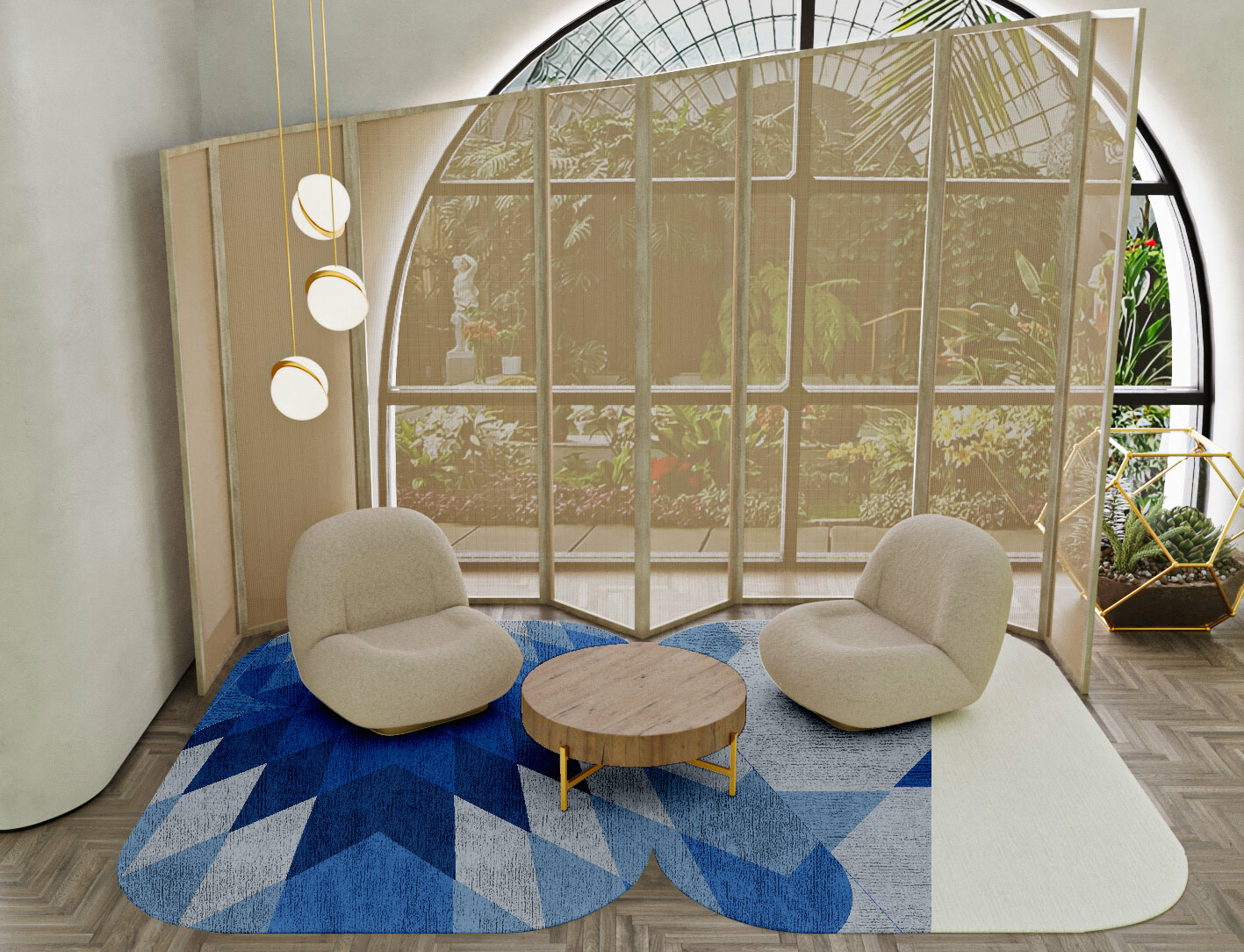 Shades Geometric Eight Hand Knotted Bamboo Silk Custom Rug by Rug Artisan