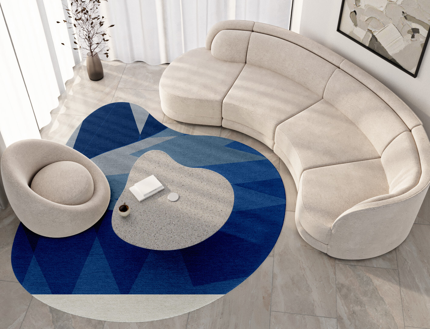 Shades Geometric Splash Hand Knotted Tibetan Wool Custom Rug by Rug Artisan