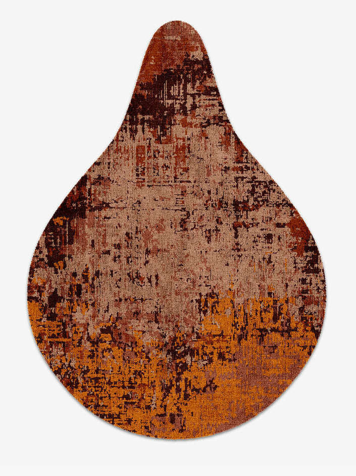 Shades Of Rust Surface Art Drop Hand Knotted Bamboo Silk Custom Rug by Rug Artisan