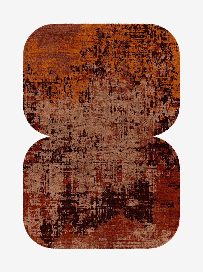 Shades Of Rust Surface Art Eight Hand Knotted Bamboo Silk Custom Rug by Rug Artisan