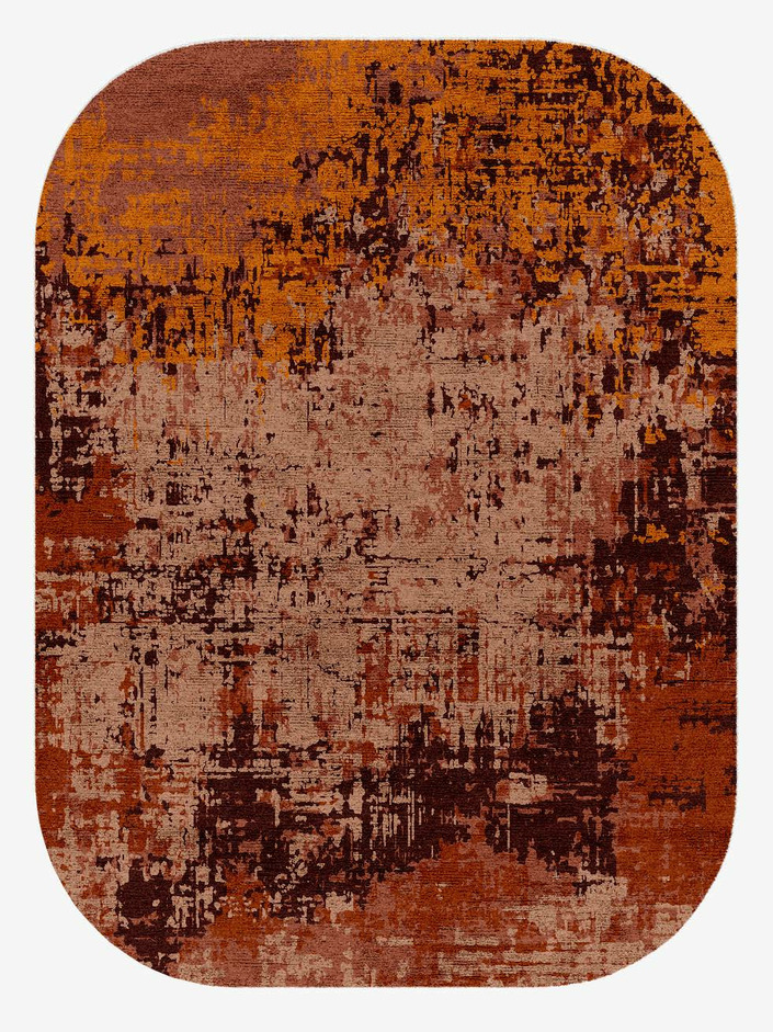 Shades Of Rust Surface Art Oblong Hand Knotted Bamboo Silk Custom Rug by Rug Artisan