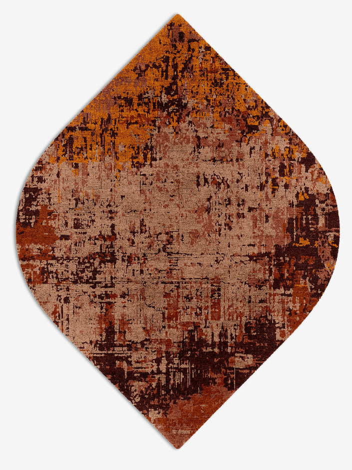 Shades Of Rust Surface Art Ogee Hand Knotted Bamboo Silk Custom Rug by Rug Artisan