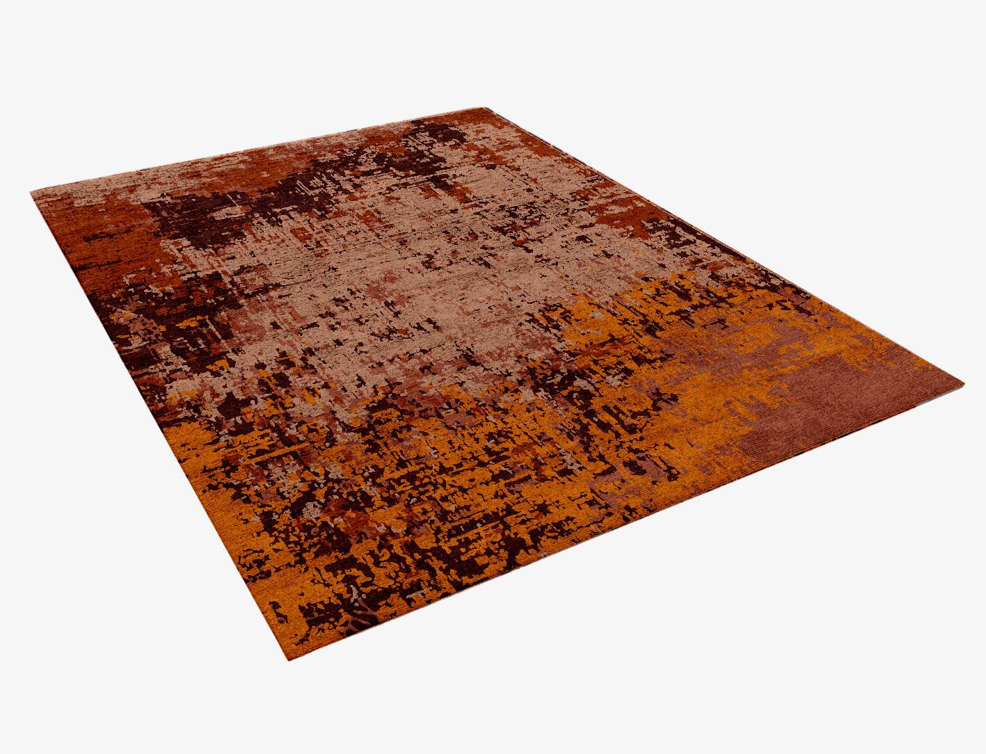Shades Of Rust Surface Art Rectangle Hand Knotted Bamboo Silk Custom Rug by Rug Artisan