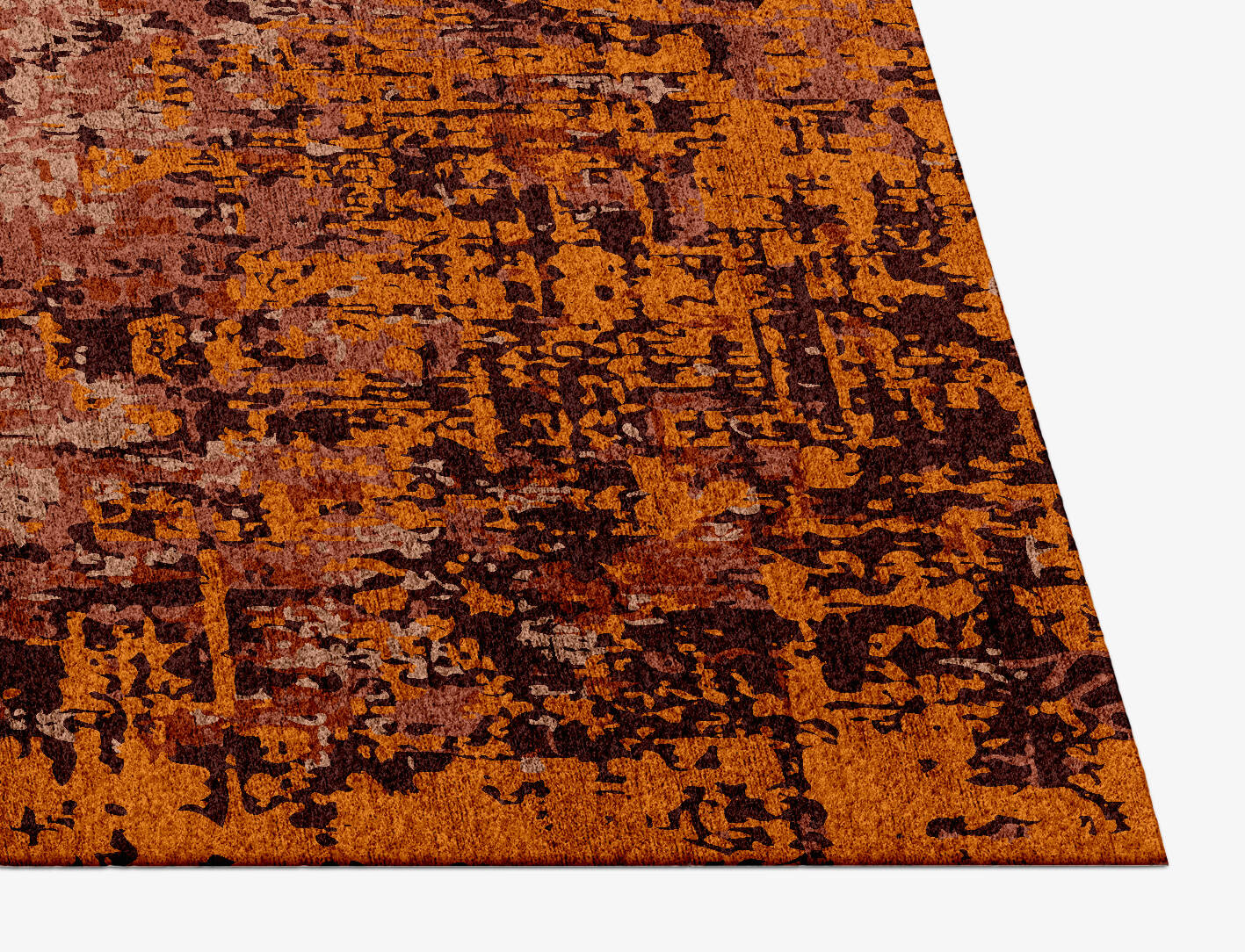 Shades Of Rust Surface Art Rectangle Hand Knotted Bamboo Silk Custom Rug by Rug Artisan