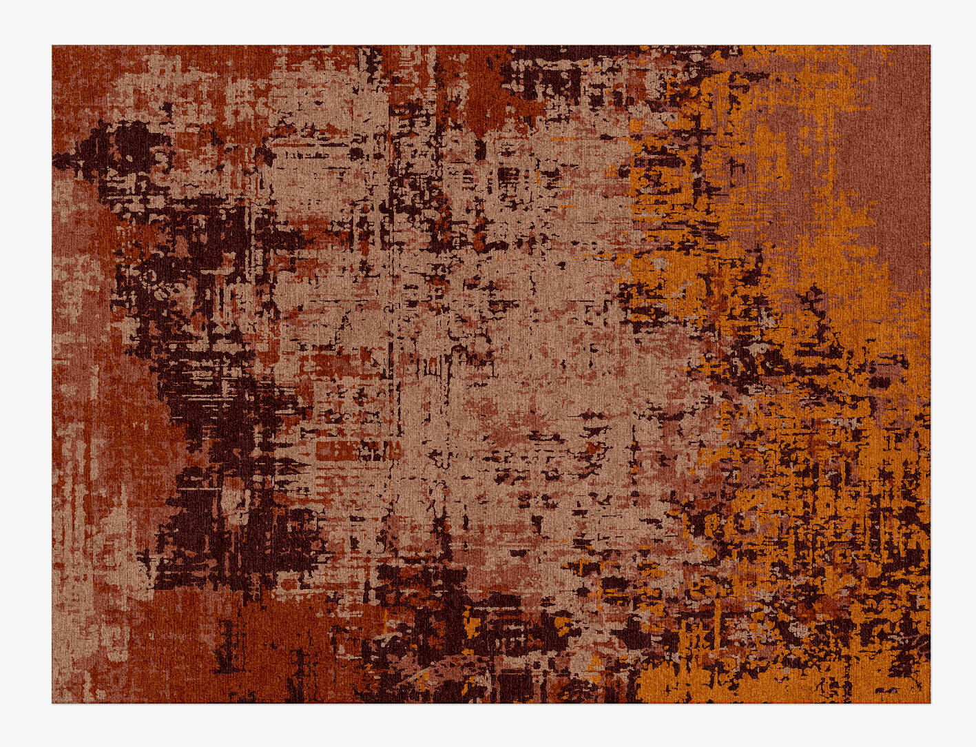 Shades Of Rust Surface Art Rectangle Hand Knotted Tibetan Wool Custom Rug by Rug Artisan