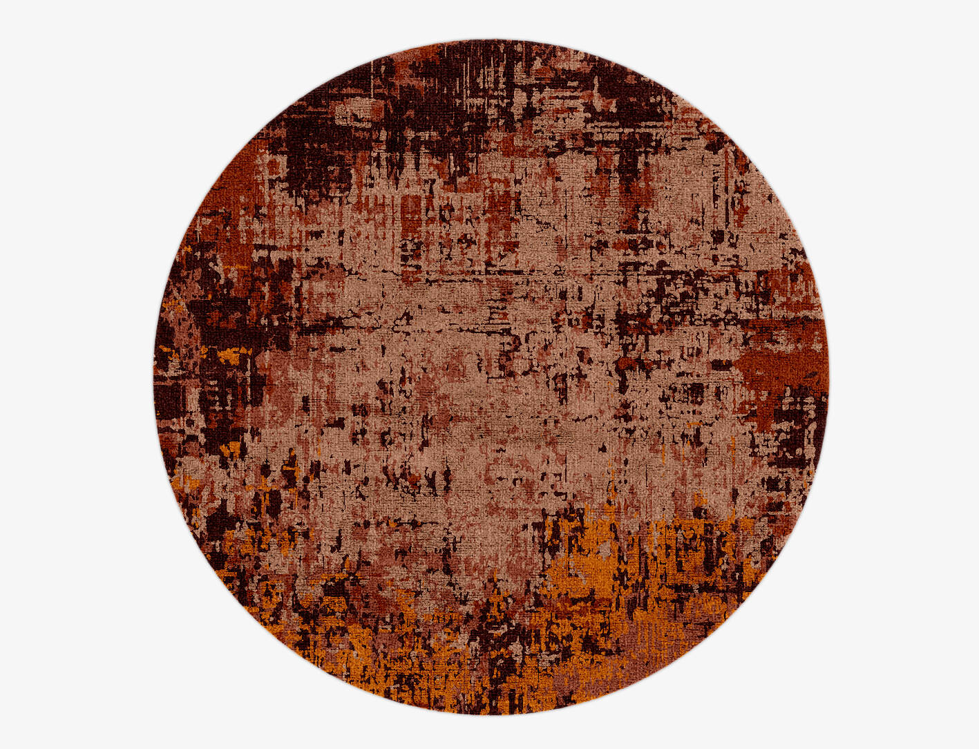 Shades Of Rust Surface Art Round Hand Knotted Bamboo Silk Custom Rug by Rug Artisan