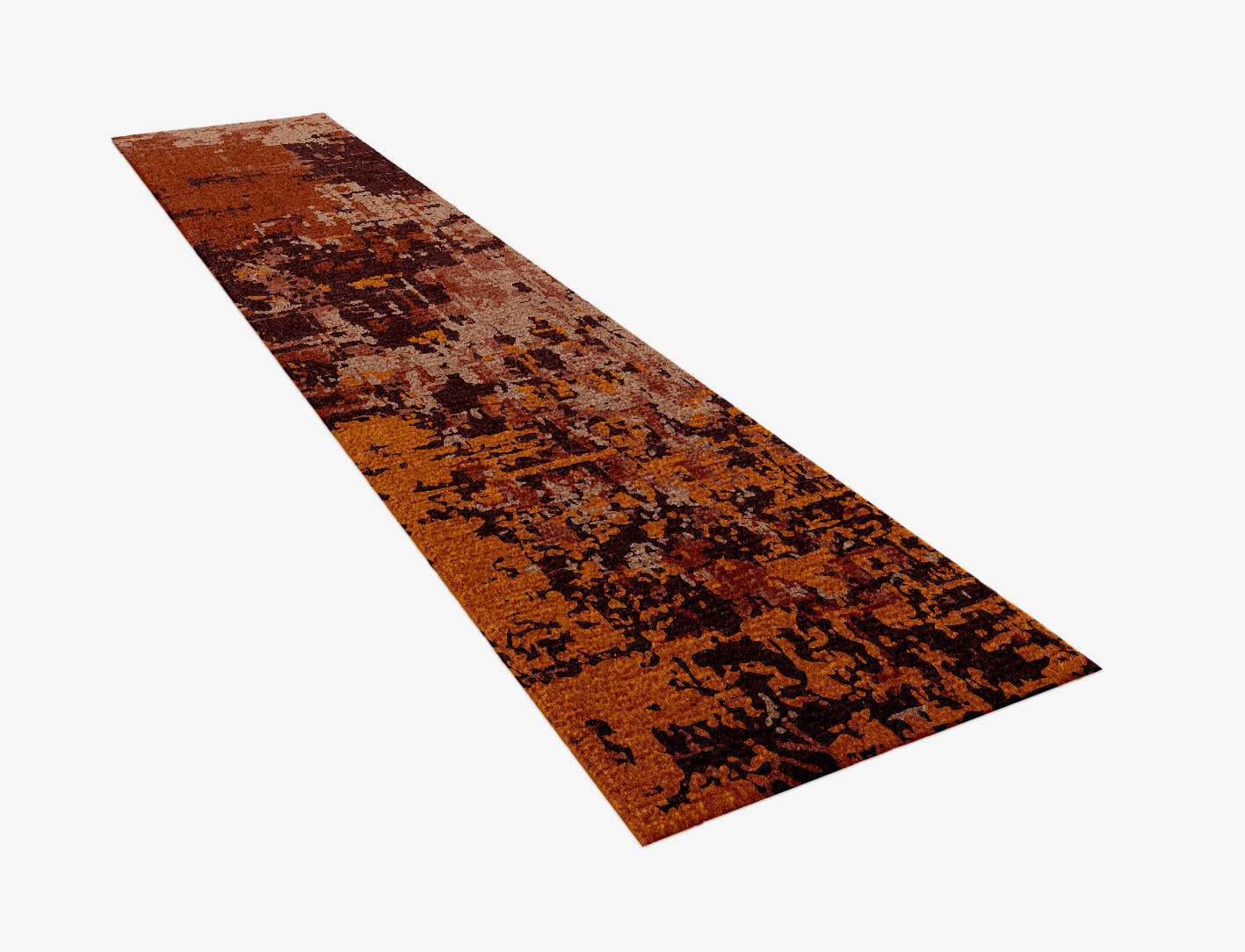 Shades Of Rust Surface Art Runner Hand Knotted Tibetan Wool Custom Rug by Rug Artisan