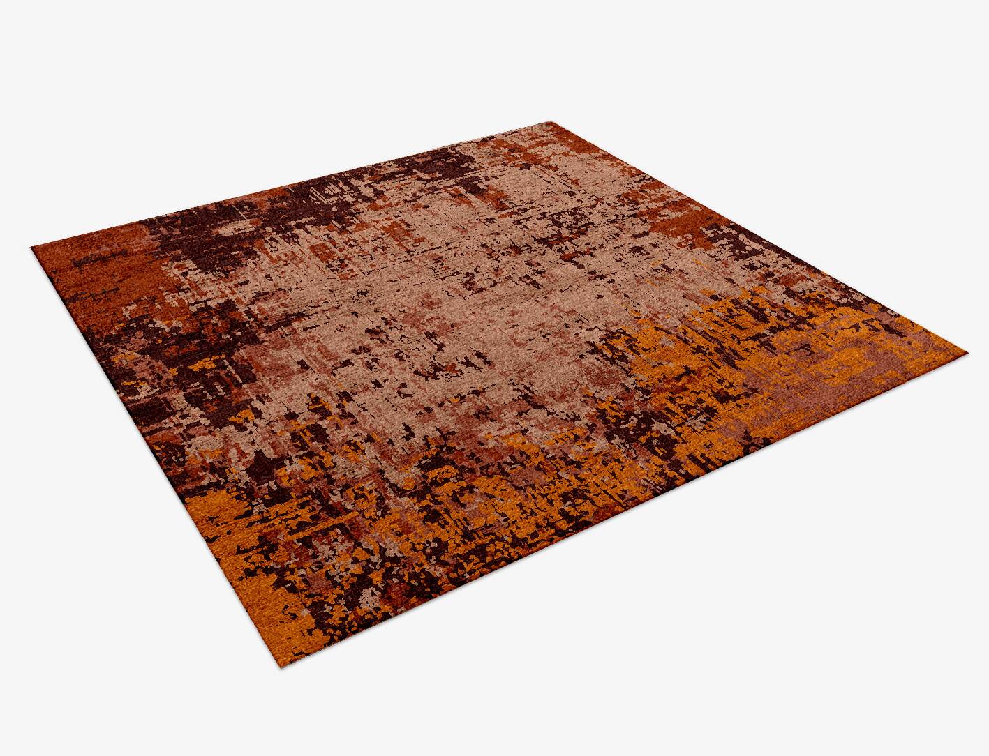 Shades Of Rust Surface Art Square Hand Knotted Bamboo Silk Custom Rug by Rug Artisan