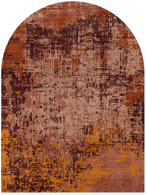 Shades Of Rust Surface Art Arch Hand Tufted Bamboo Silk Custom Rug by Rug Artisan