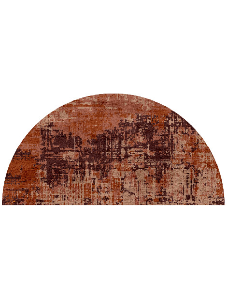 Shades Of Rust Surface Art Halfmoon Hand Tufted Bamboo Silk Custom Rug by Rug Artisan