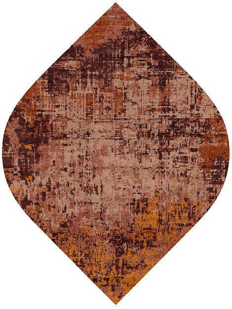 Shades Of Rust Surface Art Ogee Hand Tufted Bamboo Silk Custom Rug by Rug Artisan