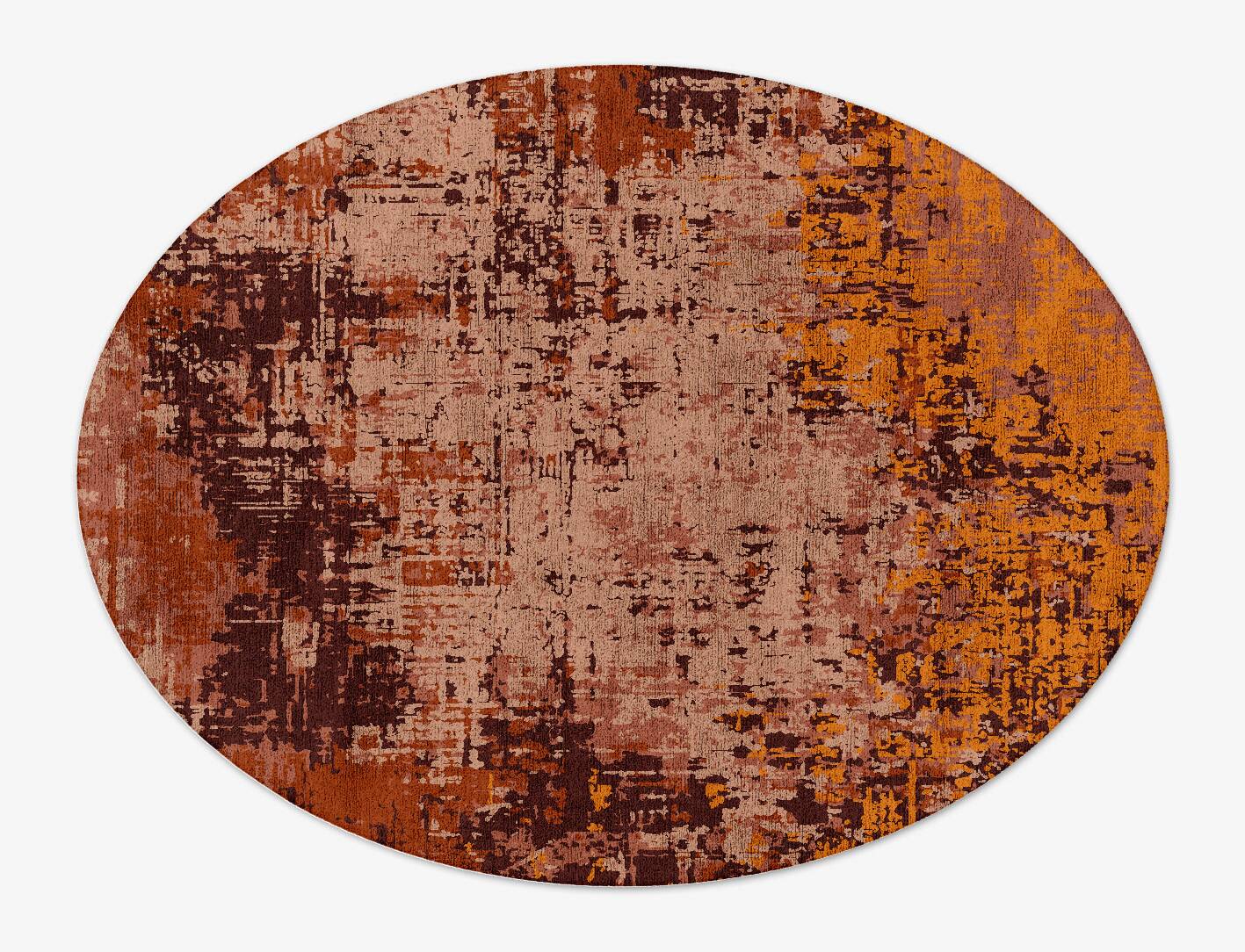 Shades Of Rust Surface Art Oval Hand Tufted Bamboo Silk Custom Rug by Rug Artisan