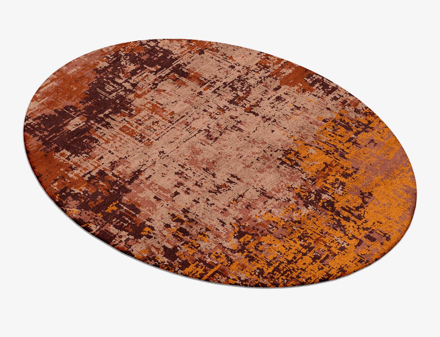 Shades Of Rust Surface Art Oval Hand Tufted Bamboo Silk Custom Rug by Rug Artisan