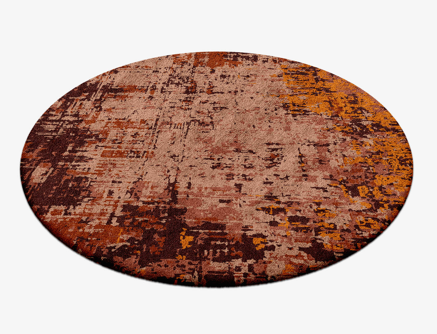 Shades Of Rust Surface Art Round Hand Tufted Bamboo Silk Custom Rug by Rug Artisan